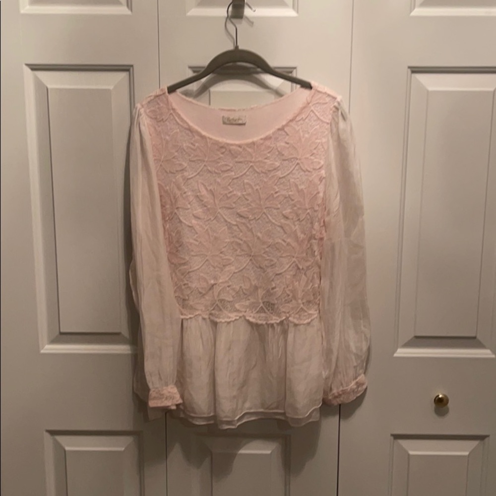 Bellambia lace sheer long sleeve blouse